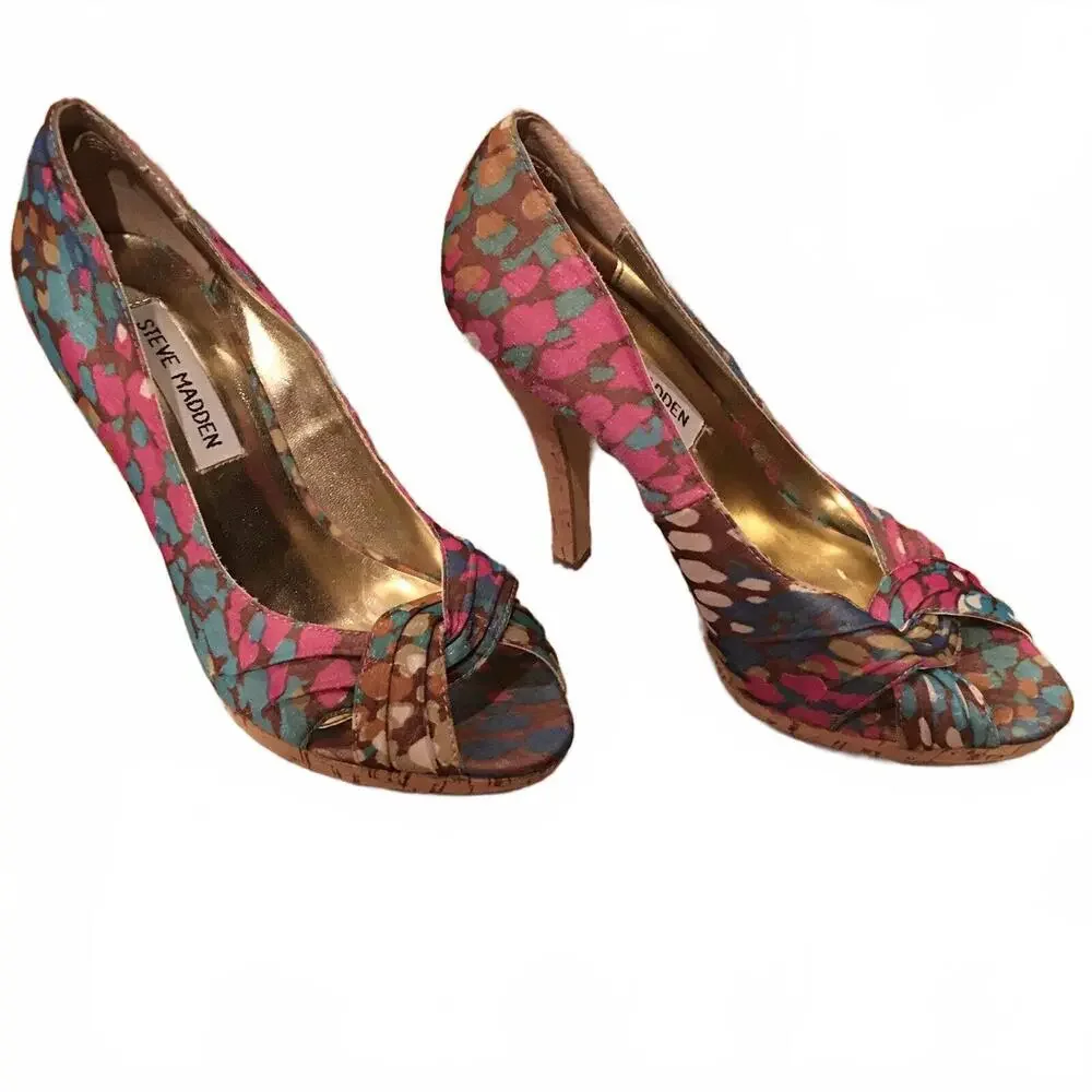 😎🩷Steve Madden Size 6 M Destin High Heels Open Toe Platform Shoes Heels